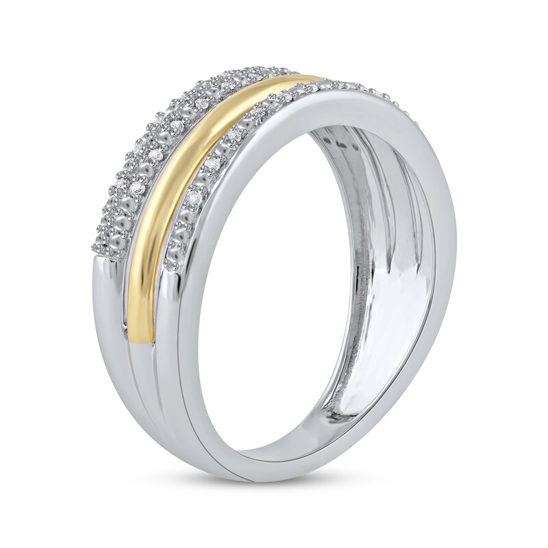 Main Image 2 of Diamond Stack Ring 1/10 ct tw Sterling Silver & 10K Yellow Gold