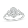 Thumbnail Image 1 of Multi-Diamond Oval Milgrain Promise Ring 1/8 ct tw 10K White Gold