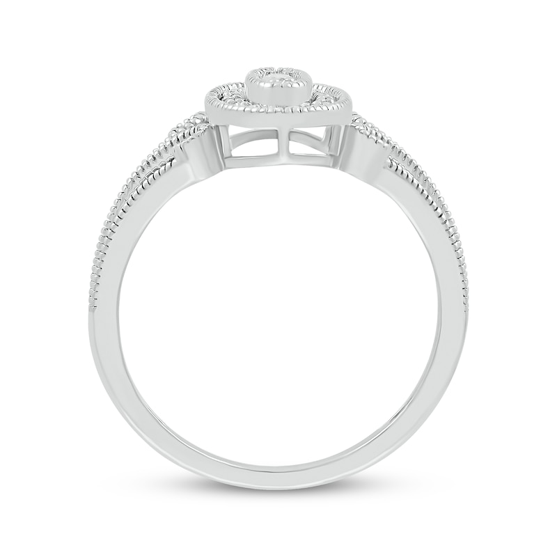 Main Image 2 of Multi-Diamond Oval Milgrain Promise Ring 1/8 ct tw 10K White Gold