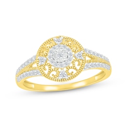 Diamond Filigree Promise Ring 1/6 ct tw 10K Yellow Gold