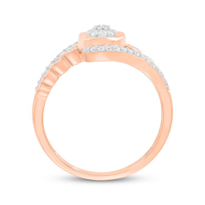 Multi-Diamond Center Swirl Bezel Promise Ring 1/4 ct tw 10K Rose Gold
