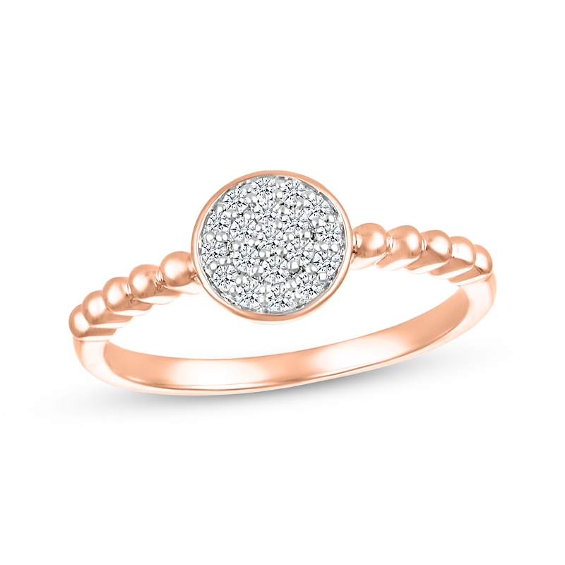 Multi-Diamond Center Beaded Promise Ring 1/8 ct tw 10K Rose Gold
