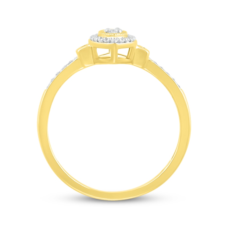 Main Image 2 of Round & Baguette-Cut Multi-Diamond Marquise Promise Ring 1/5 ct tw 10K Yellow Gold