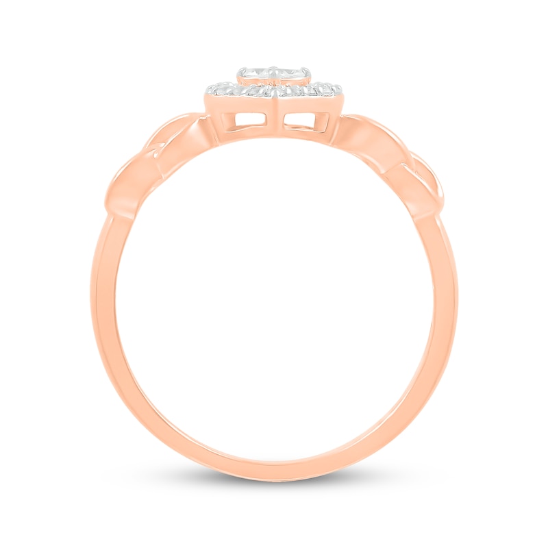 Main Image 2 of Diamond Heart Halo Promise Ring 1/8 ct tw 10K Rose Gold