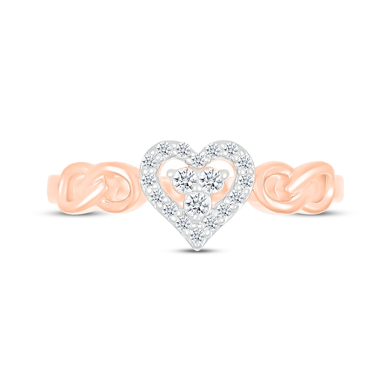 Diamond Heart Infinity Promise Ring 1/8 ct tw 10K Rose Gold