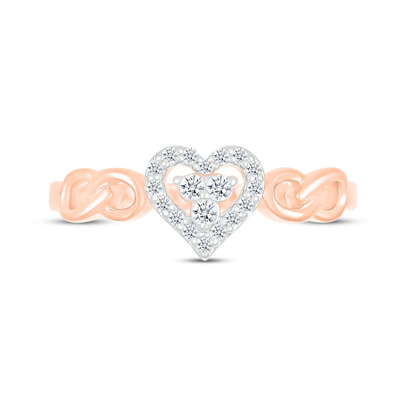 Main Image 3 of Diamond Heart Halo Promise Ring 1/8 ct tw 10K Rose Gold