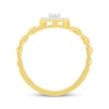 Thumbnail Image 2 of Round-Cut Diamond Heart Halo Chain Link Promise Ring 1/8 ct tw 10K Yellow Gold