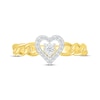 Thumbnail Image 3 of Round-Cut Diamond Heart Halo Chain Link Promise Ring 1/8 ct tw 10K Yellow Gold