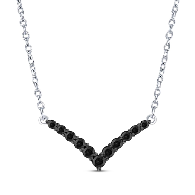 Black Diamond Chevron Necklace 1/2 ct tw Sterling Silver 18.75"