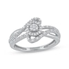 Thumbnail Image 1 of Multi-Diamond Center Bypass Swirl Diamond Ring 1/6 ct tw Sterling Silver
