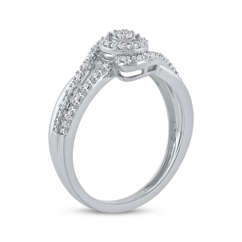 Main Image 2 of Multi-Diamond Center Bypass Swirl Diamond Ring 1/6 ct tw Sterling Silver