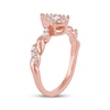 Thumbnail Image 2 of Baguette & Round-Cut Multi-Diamond Teardrop Halo Promise Ring 1/4 ct tw 10K Rose Gold