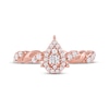 Baguette & Round-Cut Multi-Diamond Center Pear Promise Ring 1/4 ct tw 10K Rose Gold