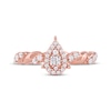Thumbnail Image 3 of Baguette & Round-Cut Multi-Diamond Teardrop Halo Promise Ring 1/4 ct tw 10K Rose Gold