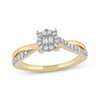 Thumbnail Image 1 of Round & Baguette-Cut Diamond Halo Promise Ring 1/5 ct tw 10K Yellow Gold