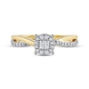 Baguette & Round-Cut Multi-Diamond Center Promise Ring 1/5 ct tw 10K Yellow Gold