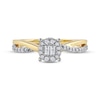 Thumbnail Image 3 of Round & Baguette-Cut Diamond Halo Promise Ring 1/5 ct tw 10K Yellow Gold
