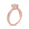 Thumbnail Image 2 of Round & Baguette-Cut Diamond Halo Promise Ring 1/5 ct tw 10K Rose Gold