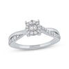 Baguette & Round-Cut Multi-Diamond Center Promise Ring 1/5 ct tw 10K White Gold