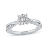 Thumbnail Image 1 of Baguette & Round-Cut Multi-Diamond Halo Promise Ring 1/5 ct tw 10K White Gold