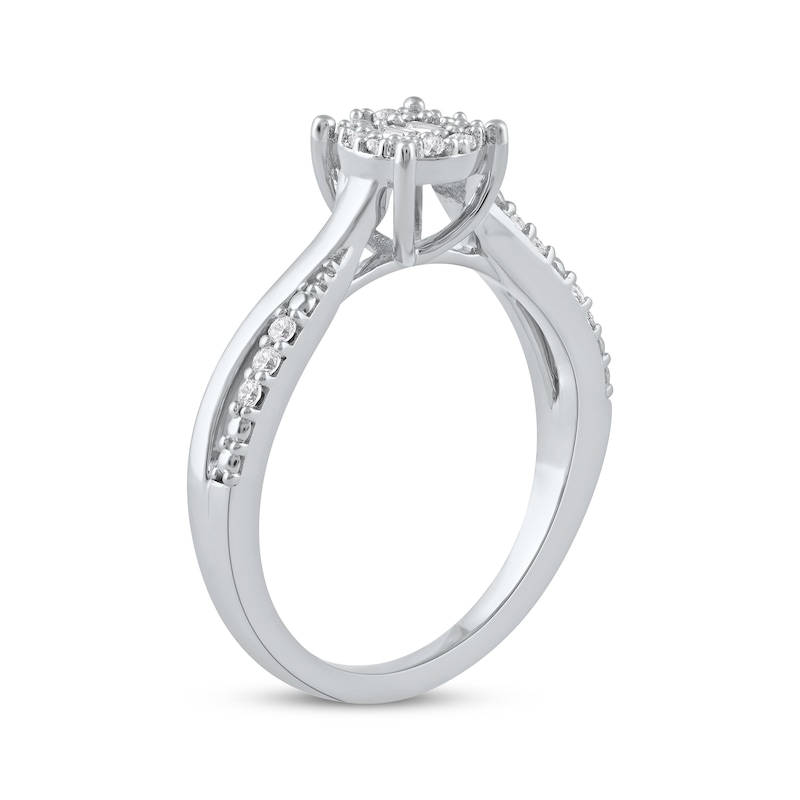 Baguette & Round-Cut Multi-Diamond Center Promise Ring 1/5 ct tw 10K White Gold