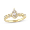 Baguette & Round-Cut Multi-Diamond Center Pear Promise Ring 1/4 ct tw 10K Yellow Gold