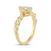Baguette & Round-Cut Multi-Diamond Center Pear Promise Ring 1/4 ct tw 10K Yellow Gold