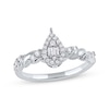 Thumbnail Image 0 of Baguette & Round-Cut Multi-Diamond Center Pear Promise Ring 1/4 ct tw 10K White Gold