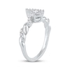Thumbnail Image 2 of Baguette & Round-Cut Multi-Diamond Teardrop Halo Promise Ring 1/4 ct tw 10K White Gold