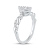 Thumbnail Image 1 of Baguette & Round-Cut Multi-Diamond Center Pear Promise Ring 1/4 ct tw 10K White Gold