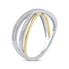 Diamond Crossover Ring 1/6 ct tw Sterling Silver & 10K Yellow Gold