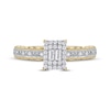 Thumbnail Image 3 of Baguette & Round-Cut Multi-Diamond Rectangle Halo Promise Ring 1/4 ct tw 10K Yellow Gold