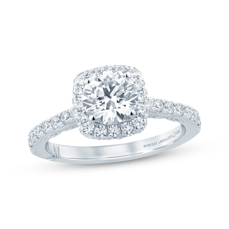 Monique Lhuillier Bliss Round Diamond Engagement Ring 1-5/8 ct tw 18K White Gold