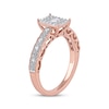 Thumbnail Image 2 of Baguette & Round-Cut Multi-Diamond Rectangle Frame Promise Ring 1/4 ct tw 10K Rose Gold