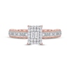 Baguette & Round-Cut Multi-Diamond Center Rectangle Frame Promise Ring 1/4 ct tw 10K Rose Gold