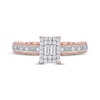 Thumbnail Image 3 of Baguette & Round-Cut Multi-Diamond Rectangle Frame Promise Ring 1/4 ct tw 10K Rose Gold