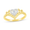 Thumbnail Image 1 of Diamond Beaded Chevron & Heart Promise Ring 1/8 ct tw 10K Yellow Gold