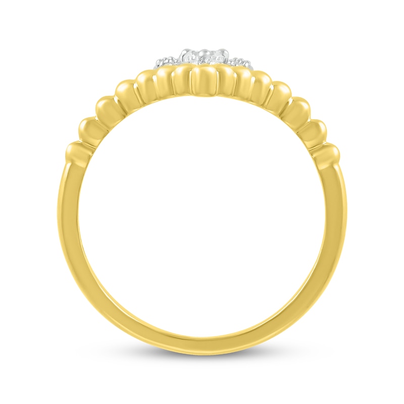 Main Image 2 of Diamond Beaded Chevron & Heart Promise Ring 1/8 ct tw 10K Yellow Gold