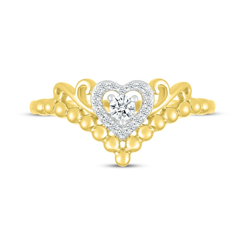 Main Image 3 of Diamond Beaded Chevron & Heart Promise Ring 1/8 ct tw 10K Yellow Gold