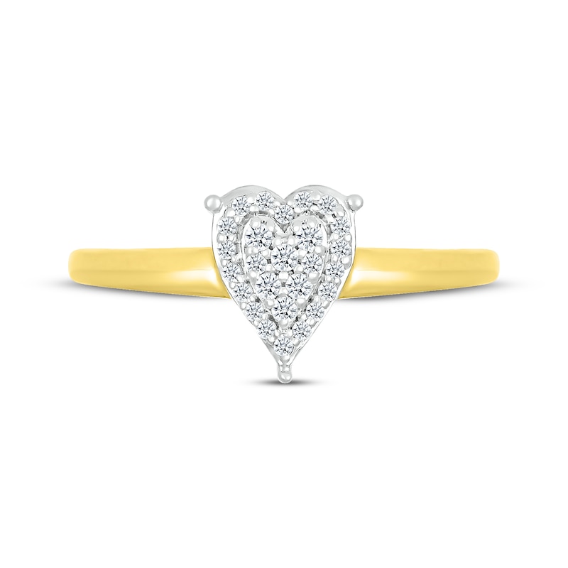 Multi-Diamond Center Heart Promise Ring 1/8 ct tw 10K Yellow Gold