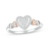 Thumbnail Image 1 of Multi-Diamond Heart Promise Ring 1/6 ct tw Sterling Silver & 10K Rose Gold