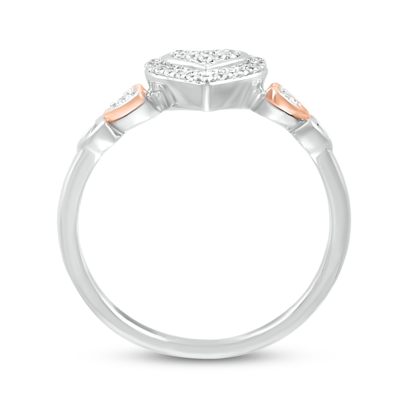 Main Image 2 of Multi-Diamond Heart Promise Ring 1/6 ct tw Sterling Silver & 10K Rose Gold