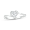 Multi-Diamond Center Heart Bypass Promise Ring 1/10 ct tw Sterling Silver