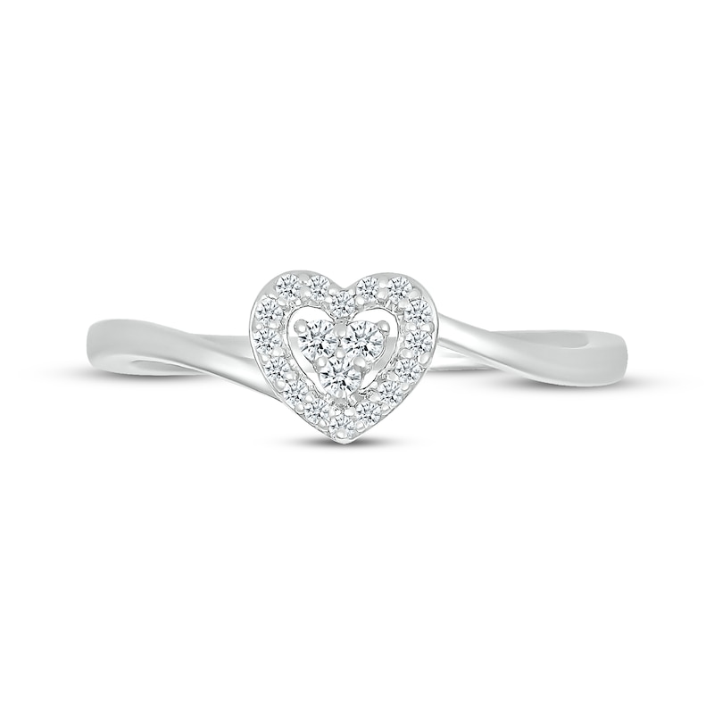 Main Image 3 of Multi-Diamond Center Heart Promise Ring 1/10 ct tw Sterling Silver