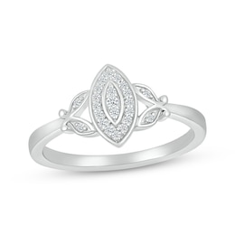 Multi-Diamond Marquise Frame Butterfly Promise Ring 1/10 ct tw Sterling Silver