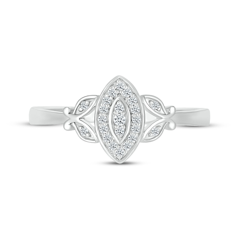 Multi-Diamond Center Marquise Frame & Butterfly Promise Ring 1/10 ct tw ...