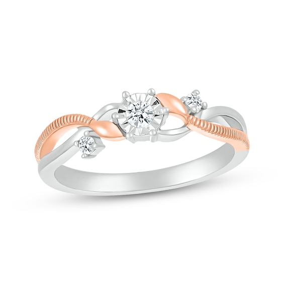 Diamond Promise Ring 1/10 ct tw Sterling Silver & 10K Rose Gold