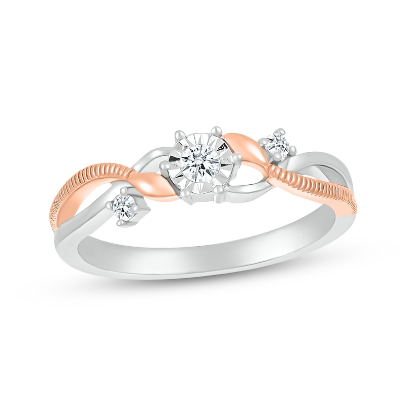 Main Image 1 of Diamond Promise Ring 1/10 ct tw Sterling Silver & 10K Rose Gold