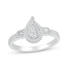 Baguette & Round-Cut Multi-Diamond Center Teardrop Frame Promise Ring 1/6 ct tw Sterling Silver