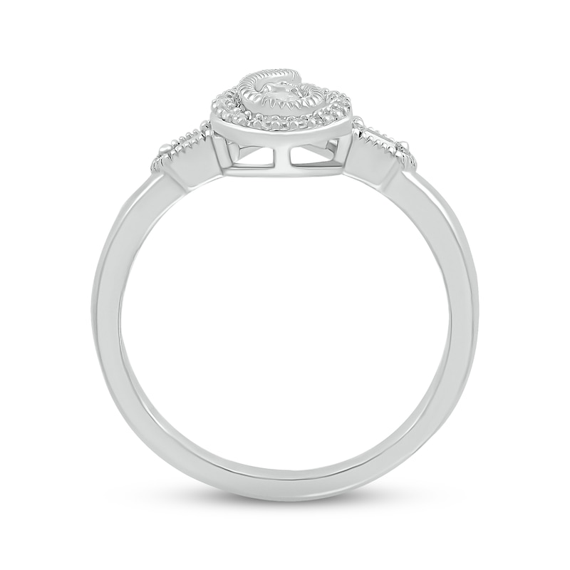 Baguette & Round-Cut Multi-Diamond Center Teardrop Frame Promise Ring 1/6 ct tw Sterling Silver